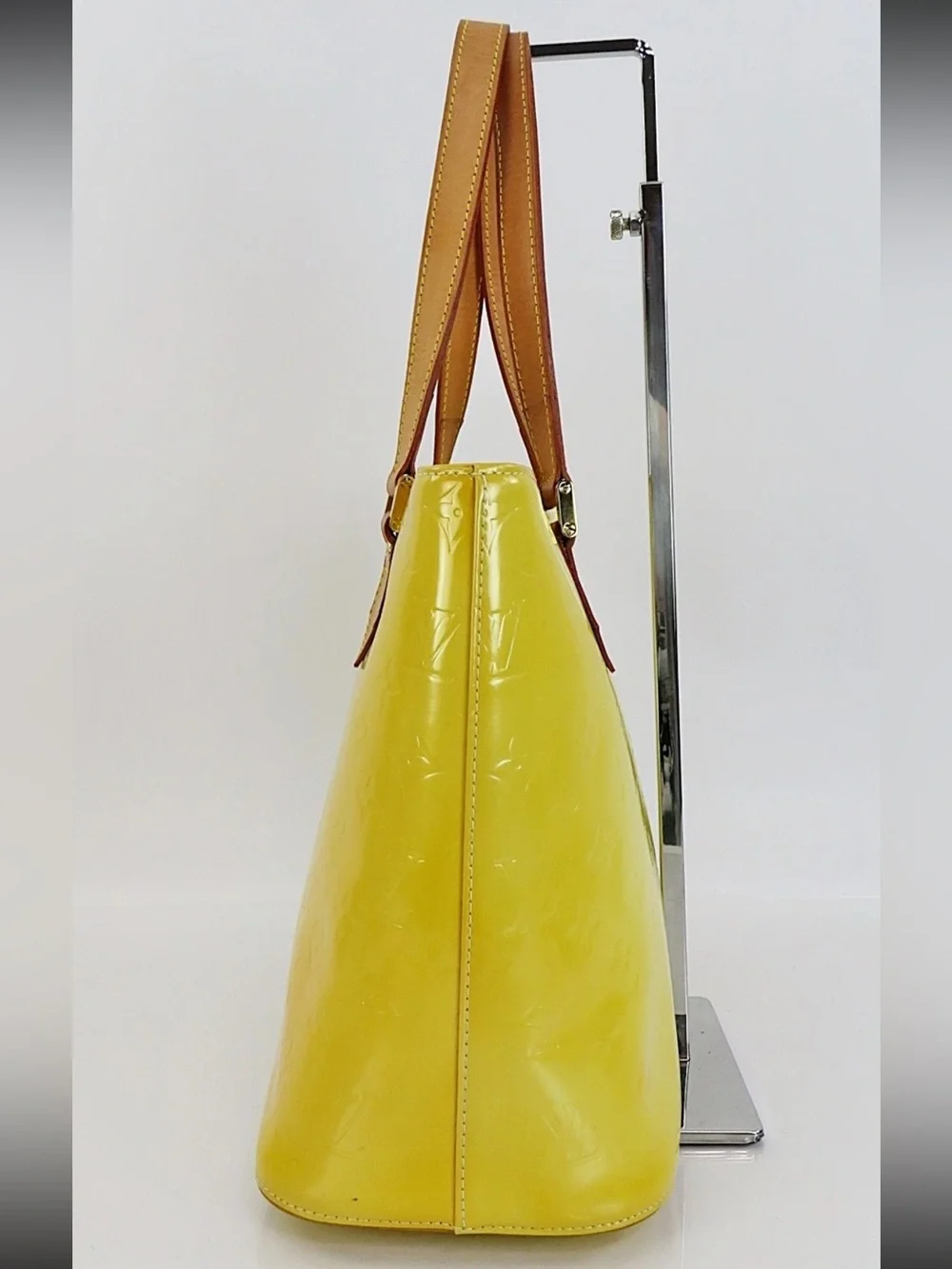 Louis Vuitton Yellow Patent Monogram Tote with Tan Handles